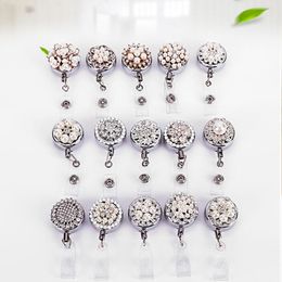 Cute Pearl Diamond Retractable Badge Reel Nurse Exhibition Pull Key Holder ID Name Card Badge Holder Korean School Supplies