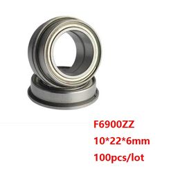 100pcs/lot F6900ZZ F6900Z F6900 ZZ Z 10x22x6mm flange deep groove Ball Bearing flanged F 6900ZZ 10*22*6mm