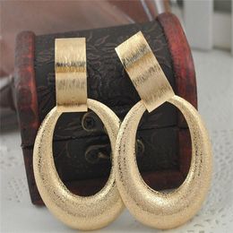 Wholesale-arrival Gold Dangle Earrings European and American Fashion Jewelry Simple 18K Gold Plated metal Big Drop Earrings
