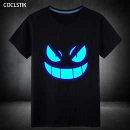 100% Cotton Mens Summer Short T-shirt Blue Fluorescent Casual Luminous T-shirts Men Tshirt Male Fitness Tops Plus Size S-5xl Y19072201