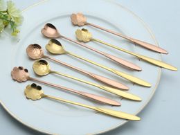 18cm long handle stainless steel Coffee Spoon Flowers Love Heart Shaped Stirring Spoon Dinnerware Kitchen Accessories
