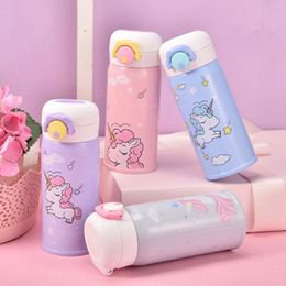 Cartoon Unicorn Thermos Cup Stainless Steel Bounce Bover Water Bottle Children Portable Straight Cup Kids Water Bottles ZZA794-1