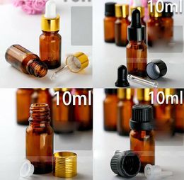 High Quality Glass Eye Dropper Bottles 10ml Amber Essential Oil Perfume Pipette Vials for Skin Care Cosmetics Lotion Products