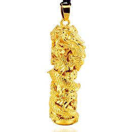 Big Dragon Column Solid Pendant Chain Yellow Gold Filled Hip Hop Mens Pendant Necklace Dropshipping