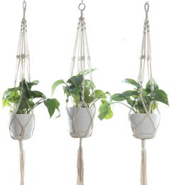 NetPlants Makramee-Aufhänger: Blumentopfhalter im Vintage-Stil für drinnen und draußen – 105 cm, originelles Deko-Geschenk