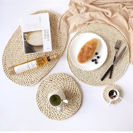 new Corn fur woven Dining Table Mat Heat Bowl Placemat Round Coasters Coffee Drink Tea Pads Cup Table PlacematsTable DecorationT2I5771