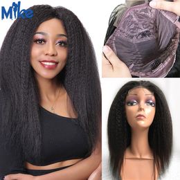 4x4 lace closure Natural Colour Kinky Straight Brazilian Human Hair Wigs 150% Density eye to eye Closure Wig Human Hair
