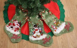 New Festive 47*22 cm Large Christmas Stockings Gifts Cloth Santa Elk Socks Xmas Lovely Gift Bag For Children Fireplace Tree Christmas