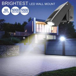 30W 50W LED Wall Pack light with Dusk-to-Dawn Photocell,5000K White 0-90° Adjustable Head Waterproof Outdoor Lighting Fixture,US Stock