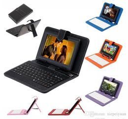 Q88 7inch Android 4.4 8GB Tablet PC A33 Dört Çekirdek Çift Kamera 512MB Kapasitif WiFi Tablet Paketi 7 "USB Deri Klavye Kılıfı