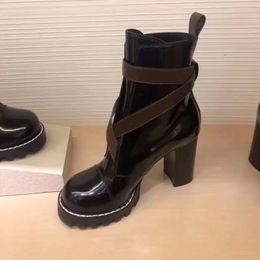 Hot Sale- women Shoes Fashion British Boots Round Toe Martin Boots Buckle Strap Chunky Heel Round Toes Ankle Boots size35-42 US4-11