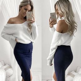 Fashion-812 Sexy V Neck Knitting Pullover Top Fashion Autumn Winter Sweater Women Chic Backless Jumper Pull Femme