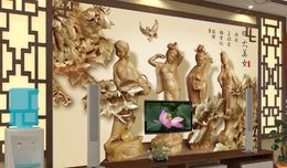 Custom Photo Wallpaper 3D Stereoscopic Living room 3D woodcarving four beautiful women Bedroom Sofa Backdrop Wall Murals Wallpaper