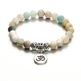 -Pedra Natural contas pulseira para mulheres Lotus Pingente Bodhi Pulseiras Yoga Oração Mala Beads Bracelet Bangle para o favor de partido