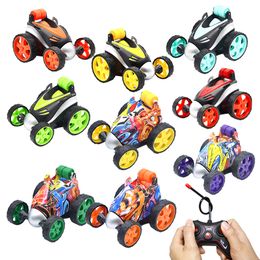 Electric/RC Car Hot Sell Wireless Remote Flip Car Electric Tumbling Stunt Graffiti Remote Control Cars Christmas Gift Kids Competition Toys by Hope12 240314