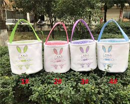 easter basket rabbit bunny ears canvas bucket bags easter eggs hunt bags for kids gifts 4 colors hh71989