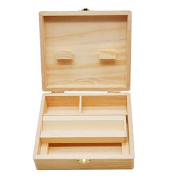 Elegant Wood Stash Box With Rolling Tray Natural Handmade Wood Tobacco and Herbal Storage Box For Smoking Pipe Accessories 001