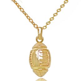 18K Gold American Football Sports Necklaces For Women Rugby shape Pendant chains Fashion Lovers Jewellery Gift