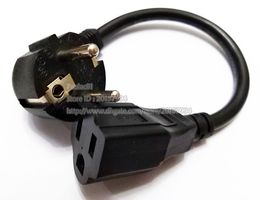 Adapter Cord, USA 3pin Nema 5-15R Female Receptacle to 90 degree Angled Standard 2Pin Europe CEE 7 Plug Adapter Cable/2pcs