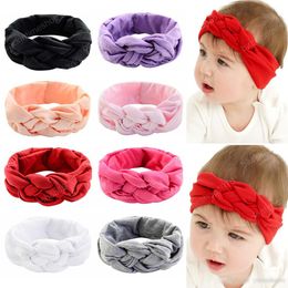 8pcs/lot Soft Solid Headbands For Kids Girls Cross Turban Handmade Bow Knot Wide Head Wrap Elastic Hairbands Bandanas