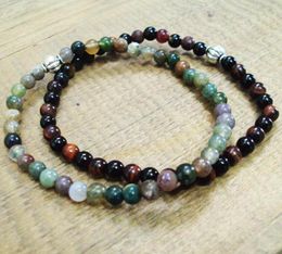 SN0064 Fashion Handmade bracelets made with 4mm indian agate bracelet Dream Agate Elastic bracelet sets Free Shipping