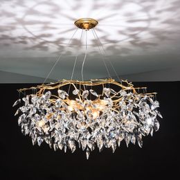 Chandeliers Lustre Crystal Pendant Lamp Gold Branch Lights Lighting Lamparas Modernas Salones Hotel Grandes LED Chandelier MYY