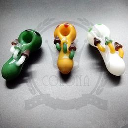 Colourful Hand Pipe oil rig burner Colour Glass Pipes With Snowflake Bowl Bubbler Water Pipe Spoon Smoking