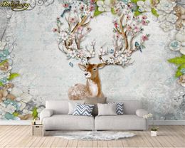 beibehang Custom 3d wallpaper mural Nordic forest love elk home and pastoral living room sofa background wall papel de parede