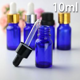 10ml Empty Blue Glass Dropper Bottle Vials Perfume Cosmetic Dropper Bottles With Glass Eye Dropper For Essential Oil Liquid 768pcs/lot