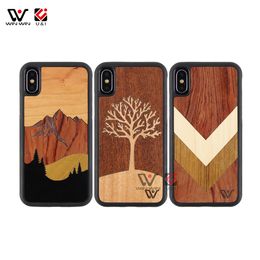 2021 Fashion Luxury Scratch Resistant Phone Cases For iPhone 6 7 8 11 Plus X XR XS Pro Max Eco Friendly Shockproof Mix Wood Custom LOGO Back Cover