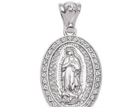 Fashion- round Men Women Virgin Mary Pendant Hip hop Jewellery Iced Out Bling Bling Rhinestone Crystal Gold Colour Pendant Necklace with Chain