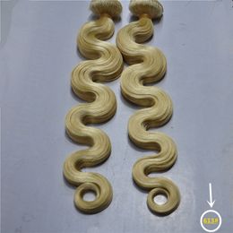 bleach blonde Colour 613 human hair weft for white women body wave hair 100gr piece 3pcs lot drop