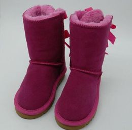 DORP Shipping Kinderschuhe aus echtem Leder, Schneestiefel für Kleinkinder, Stiefel mit Schleifen, Kinderschuhe, Mädchen-Schneestiefel