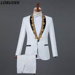 Autumn Winter Fashion Formal Men's Suits Sequins Blazers Male Singer Host Stage Outfits Chorus Performance Clothing Wedding Groom Prom Suit