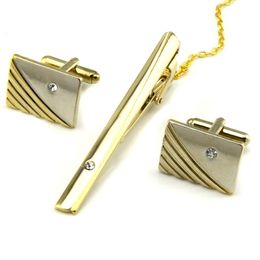 Other Groom Accessories Crystal Stripe Tie Clips Cufflinks Set Business Suits Shirt Necktie Tie Bar Cuff links