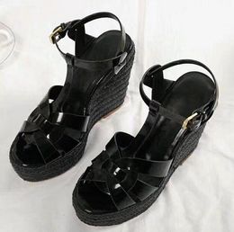 Hot Sale-Wedge Women Sandals High Platform Plaited Leather Summer Lady Sandals