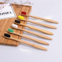 Disposable Toothbrush Hotel Natural Bamboo Handle Toothbrush Rainbow Soft Bristles Bamboo Toothbrush 10 Colours Cleaning Supplies Cepillo De Dientes Desechable