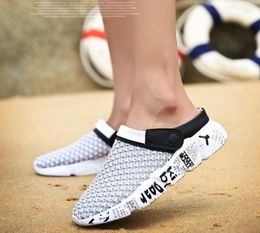 Hot Sale-en estate pattini casuali Giardino Mesh traspirante Clogs Beach Flip Flop Slipper sandali comodi nero scivolo per Maschio