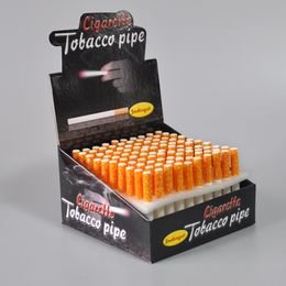 Ceramic Hitter smoke Pipe Smoking Accessories Yellow Philtre Colour 100pcs/box Cigarette Shape Tobacco Pipes