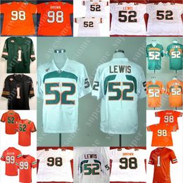 Miami Hurricanes Football Jersey Ray Lewis 20 Reed Jim Kelly Sean Taylor Michael Irvin Jerome Brown Jimmy Graham Warren Sapp Andre