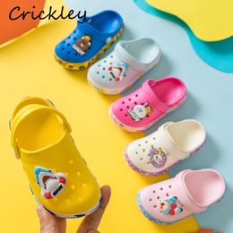 Sandals Kids Slippers Cartoon Summer Beach Croc Shoes For Children Shark Outdoor Boys Garden Clogs Unicorn Non Slip Girls Sandals MX200528 Z230707