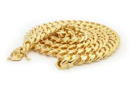 14MM MENS MIAMI CUBAN LINK CHAIN BOX LOCK 18K GOLD PLATED 30" NECKLACE