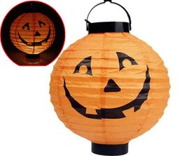 20cm Halloween LED Lamp Pumpkin Paper Lantern Spider Bat Skull Hanging Ornament Halloween Light Decor Props Party Decoration Supplies