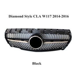 1 Piece Diamond Black Styles Front Auto Grilles For CLA W117 ABS GT Silver Style Kidney Mesh Grille