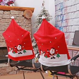 Party Supplies 2PCS Christmas Chair Covers Hats Snowman Santa Claus Pattern