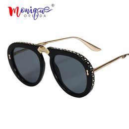 Vintage folding pilot sunglasses women crystal brand oversize clear eyeglasses sun glasses men shades