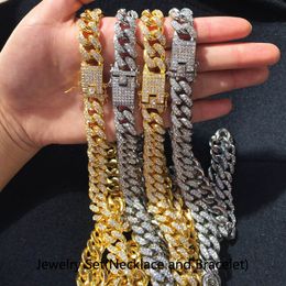 Newest HipHop Jewelry Sets 18K Gold Plated Full Rhinestones Men Women MIAMI CUBAN LINK CHAIN Iced Out Bling Bling Necklace & Bracelets