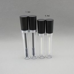 6ml Clear Plastic Lip Gloss Tube n black Cap, 7.5ml Empty Round Professional Mascara Container Fast Shipping F20172133