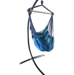 Модная мебель оптовая торговля горячими продаж отличительный хлопок холст висит веревочный стул с подушками синий