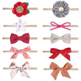 Headband for Girl hair accessories Newborn Photography Hair Bows Nylon Headbands Flowers Birthday gift 10pcs/card